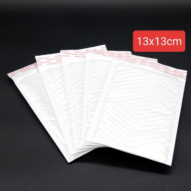 Combo 100 túi bóng khí gói hàng 13x13 cm chống sốc màu trắng
