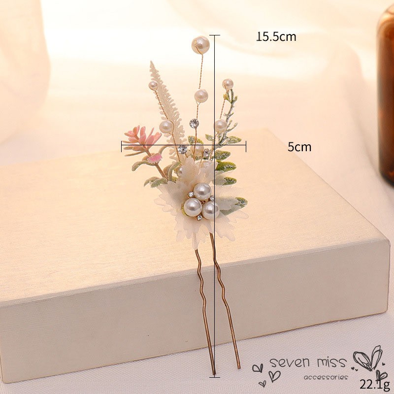 Set 3 trâm cài tóc hình hoa đính ngọc trai giả cho cô dâu