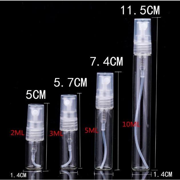 Combo 100 chai chiết nước hoa thủy tinh 3ml nắp trong suốt dạng xịt phun sương