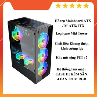 Vỏ case xtech f8 - gaming full atx, 2 mặt kính cường lực