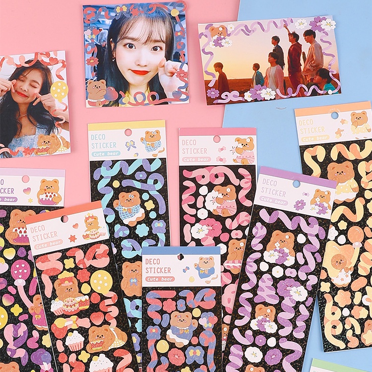 PeachSticker Dán Trang Trí Điện Thoại/Album Ảnh Tự Làm Hình Gấu Dễ Thương Sáng Tạo