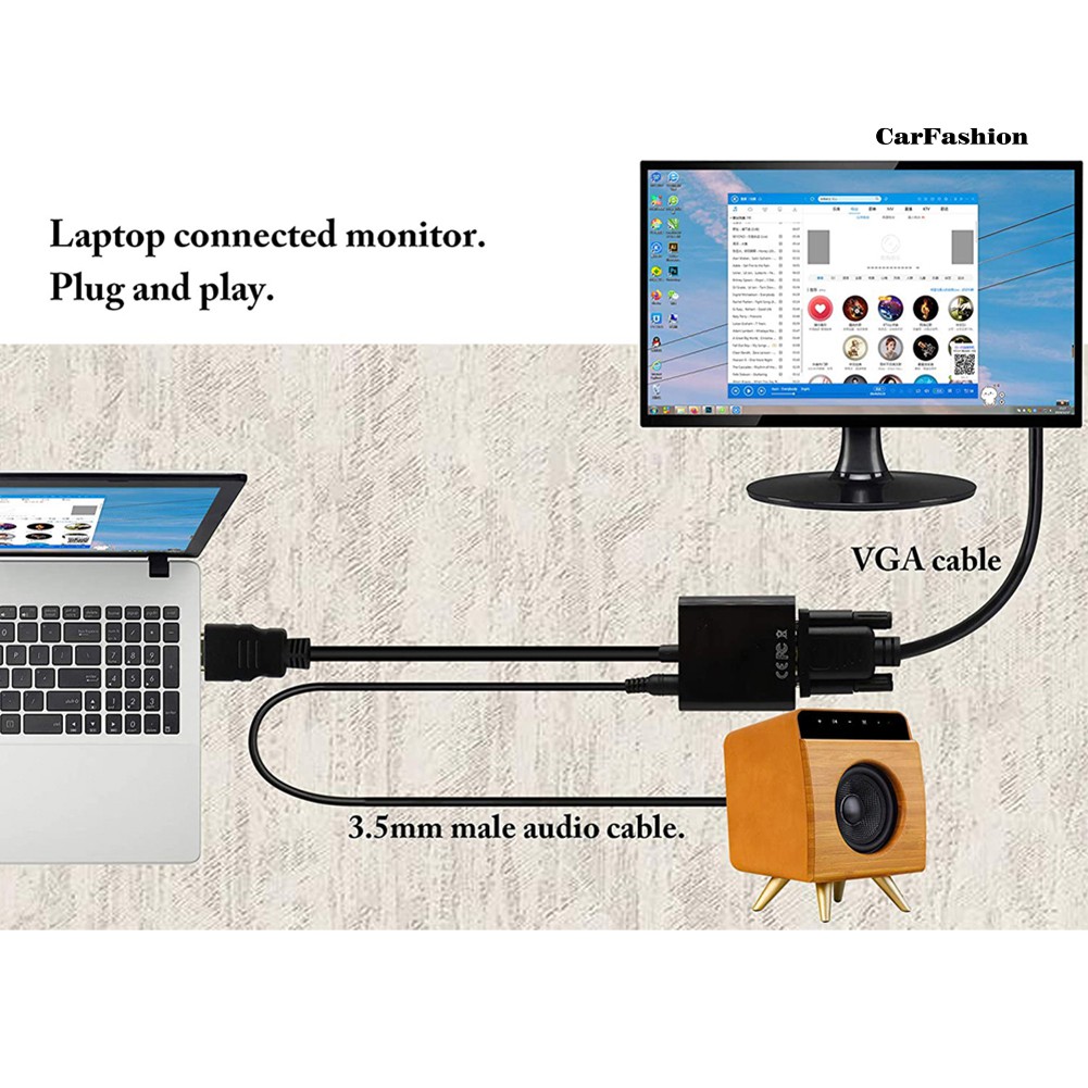 Đầu Chuyển Đổi Âm Thanh 1080p Hdmi Sang Vga Cho Tv Hd Pc Laptop