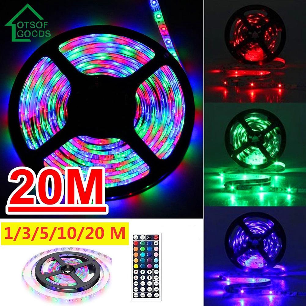 1/3/5/10/20M 3528 SMD RGB 600 LED Strip Light String Tape+44 Key IR Remote Control