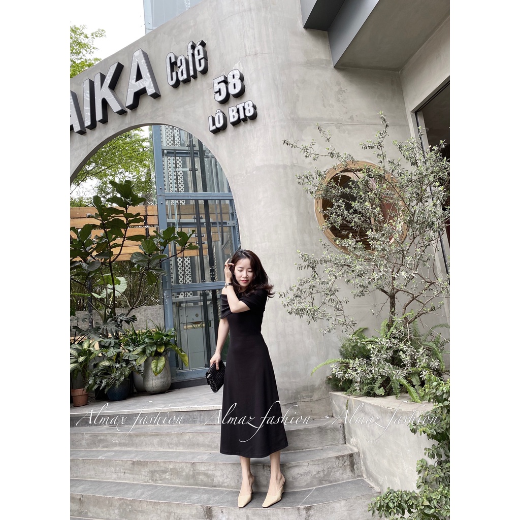 Váy trễ vai nữ chất thun gân co giãn siêu sang trọng, gợi cảm - Almaz Fashion