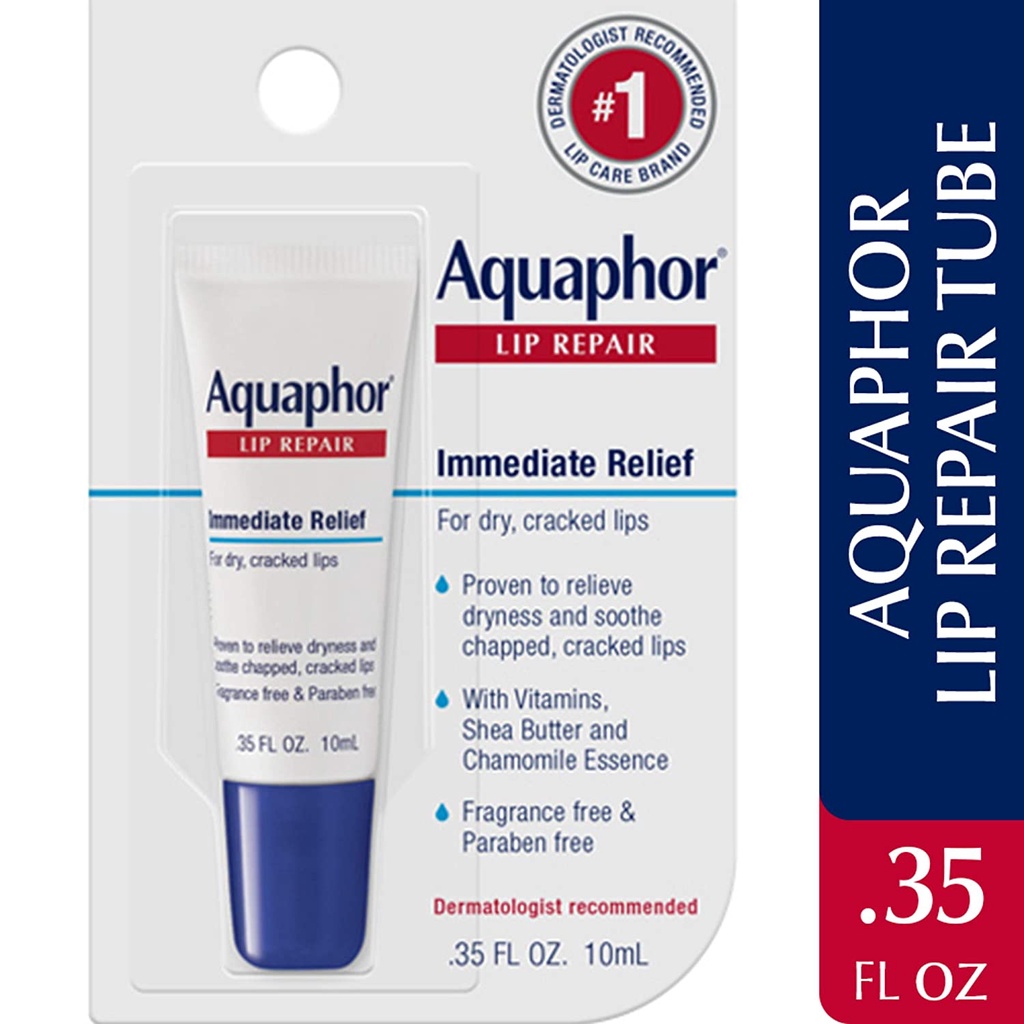 Dưỡng môi khô nẻ Aquaphor Lip Repair Ointment Long-lasting Moisture to Soothe Dry Chapped Lips 35 fl oz Tube