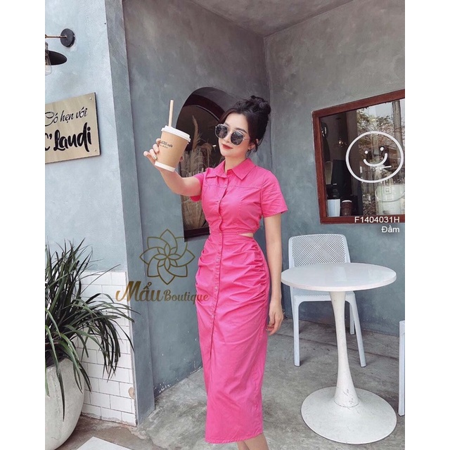 Đầm sơ mi ôm khoét eo hai bên hàng chuẩn