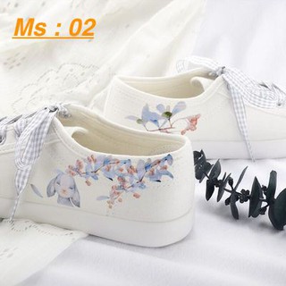 [HÀNG ODER] Giày vẽ handmade thỏ con và hoa lá