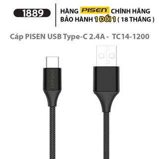 Cáp Sạc Pisen USB Type-C 2.4A 1200m Chống Đứt Gãy - Cáp Sạc Type C Hỗ Trợ Sạc Nhanh Điện Thoại Samsung Android