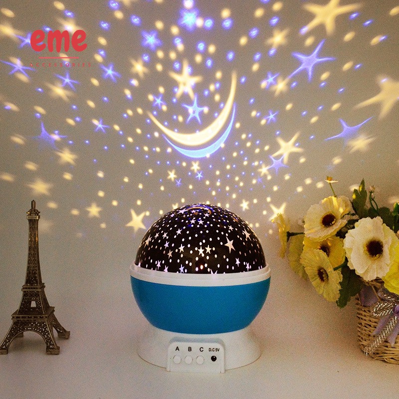 Đèn ngủ chiếu bầu trời sao Star Master biến đổi 7 màu cao cấp xoay tròn 360 độ (Có cáp sạc)