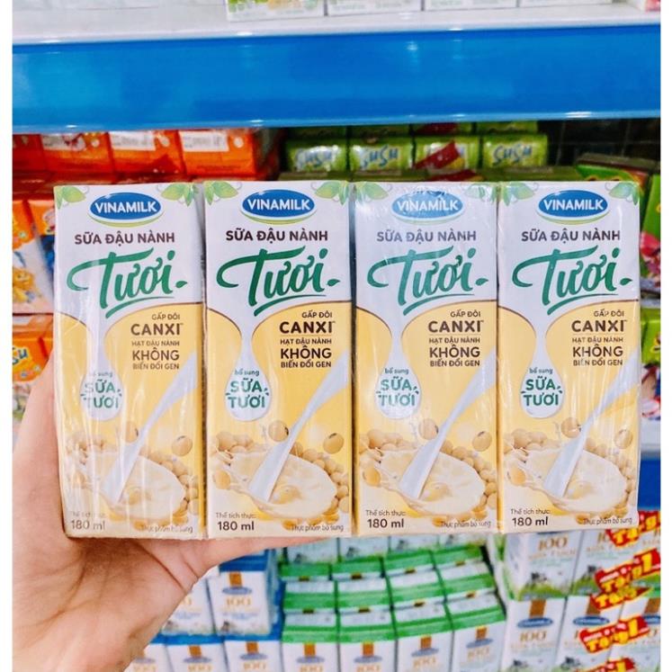 (New) Lốc 4 hộp sữa đậu nành tươi Vinamilk 180ml/hộp - date mới