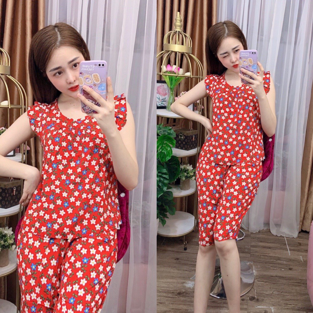 ĐỒ BỘ TOLE MẶC NHÀ HỌA TIẾT HOA NHÍ DỄ THƯƠNG (ẢNH THẬT) GIAO HOA NGẪU NHIÊN, CÓ SIZE 40-75KG - TL33