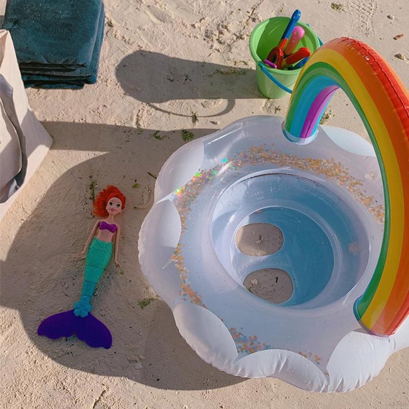 Phao Bơi Dày Hình Đám Mây Phối Cầu Vồng Xinh Xắn Cho Bé