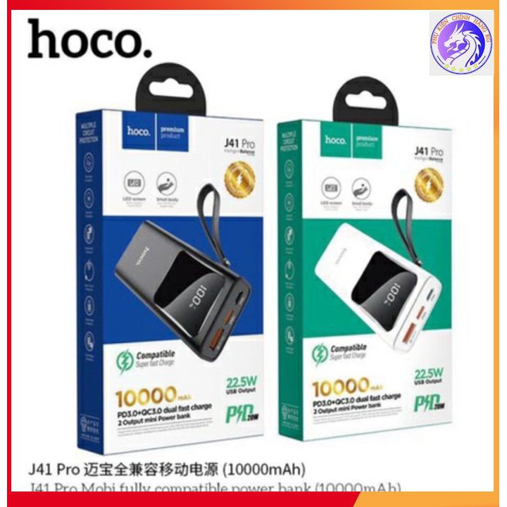 Sạc Dự Phòng Hoco J41 Pro Sạc Nhanh Quick Charger PD 3.0 + 22.5W - 10.000 mAh, Bảo Hành 12 Tháng