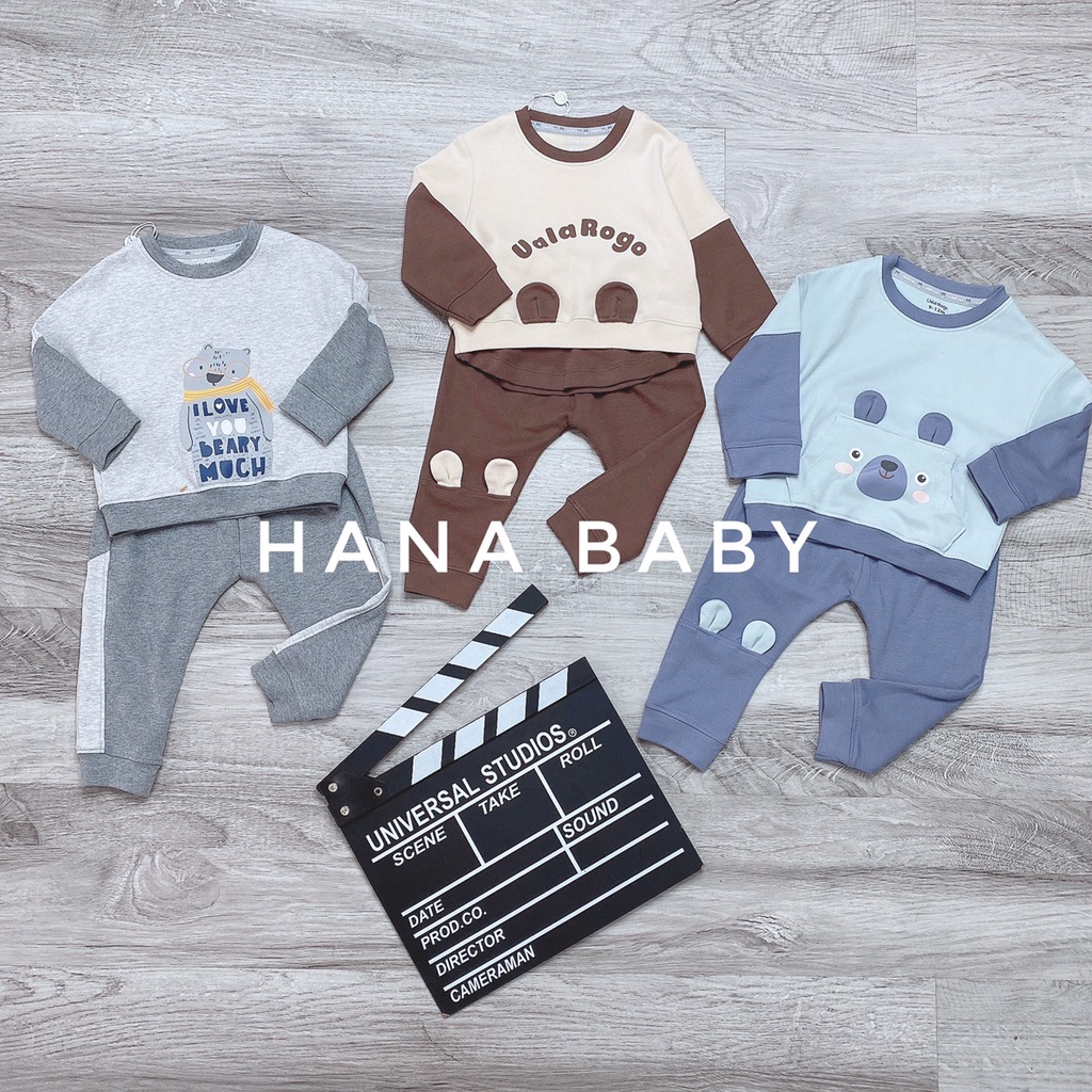 Bộ dài tay cài vai nỉ Cotton UalaRogo