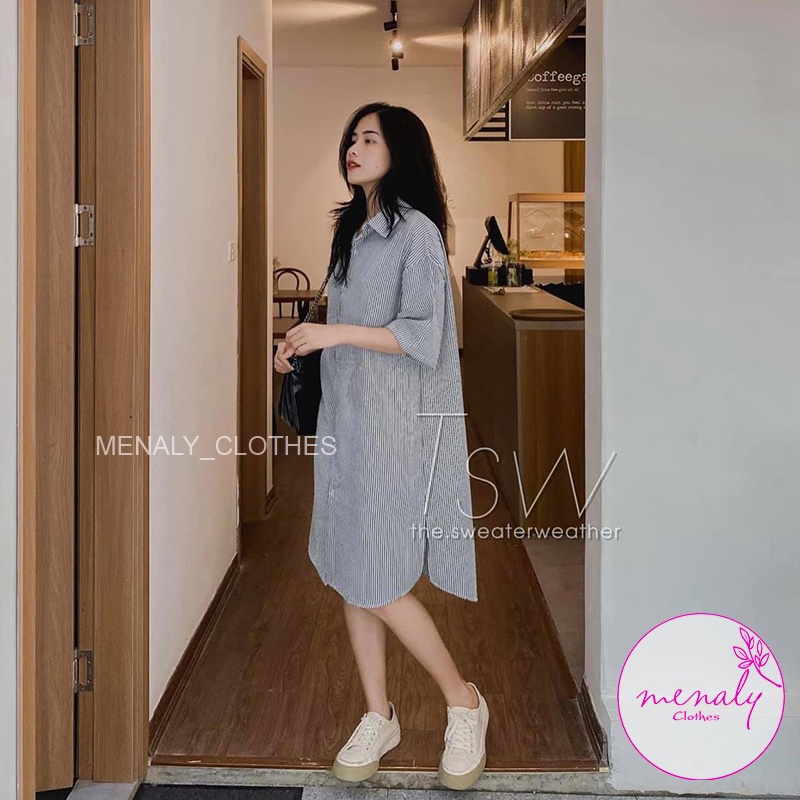 Váy sơ mi xuông rộng VH020, mẫu váy ulzzang style hàn quốc kiểu dáng năng động trẻ trung, bầu bí bon chen thoải mái