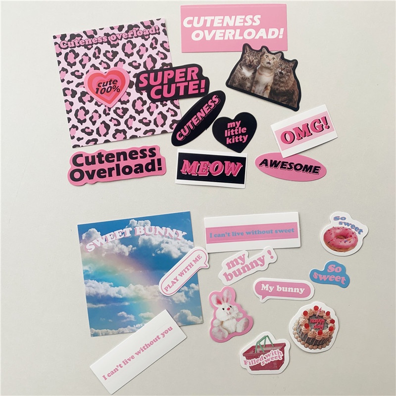 Miếng Dán Trang Trí Hình Mèo/Thỏ Dễ Thương Xinh Xắn