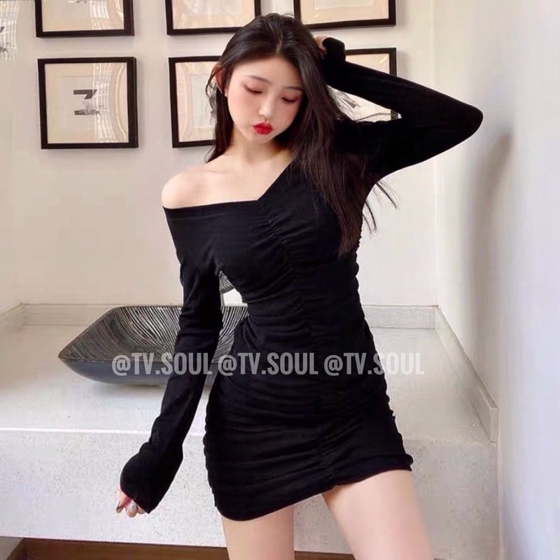 Đầm nhún tay dài