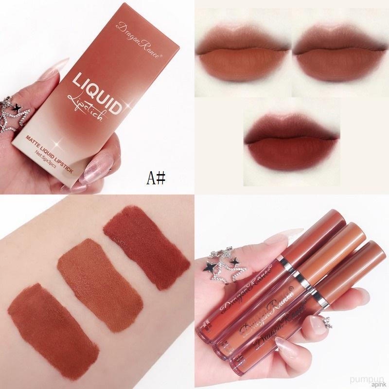 Bộ 3 Son Kem Màu Nhung Lì Kháng Nước Không Dính Cốc