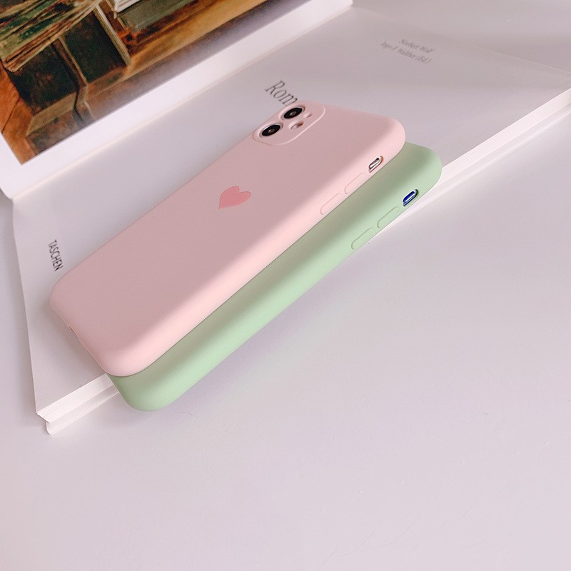 Ốp trái tim bảo vệ camera màu pastel iPhone 7 8 7 Plus 8 Plus X Xs Xr XsMax iPhone 11 11 Pro 11 Promax