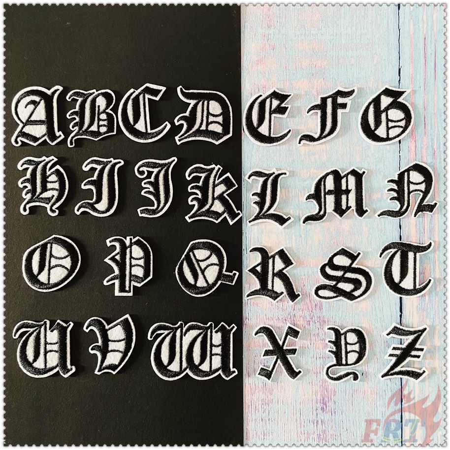 ✿ Miếng Dán Ủi Thêu Hoạ Tiết Chữ Cái Tiếng Anh Q-1 Màu Đen ✿ 1 Sticker Ủi Thêu Hình Huy Hiệu