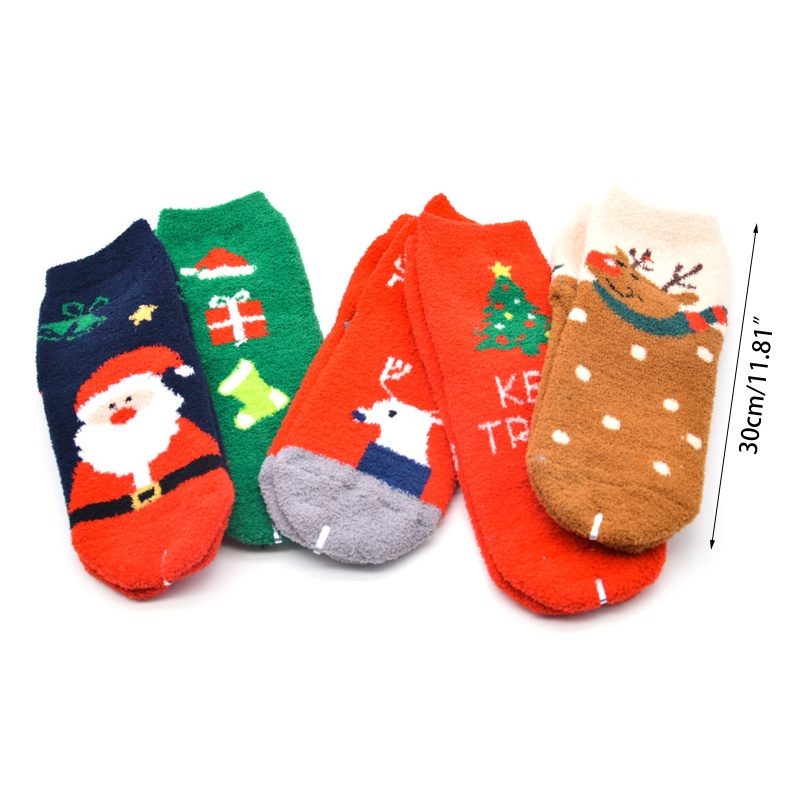 Set 10 Đôi Tất Giáng Sinh Ấm Áp In Họa Tiết Hoạt Hình Vui Nhộn Cho Nữ