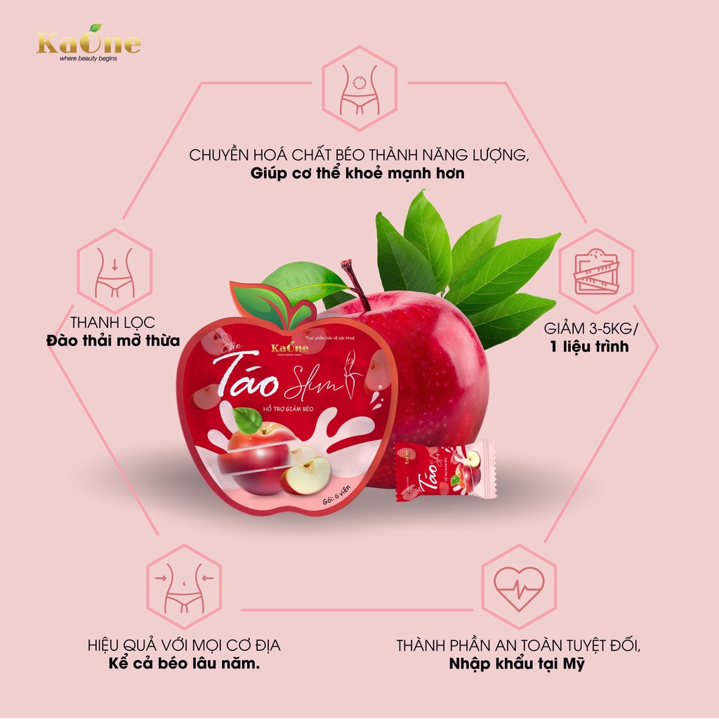 Kẹo Táo Giảm Cân KAONE - Kẹo Táo Slim Giảm Cân Đốt Mỡ Hiệu Quả Chính Hãng