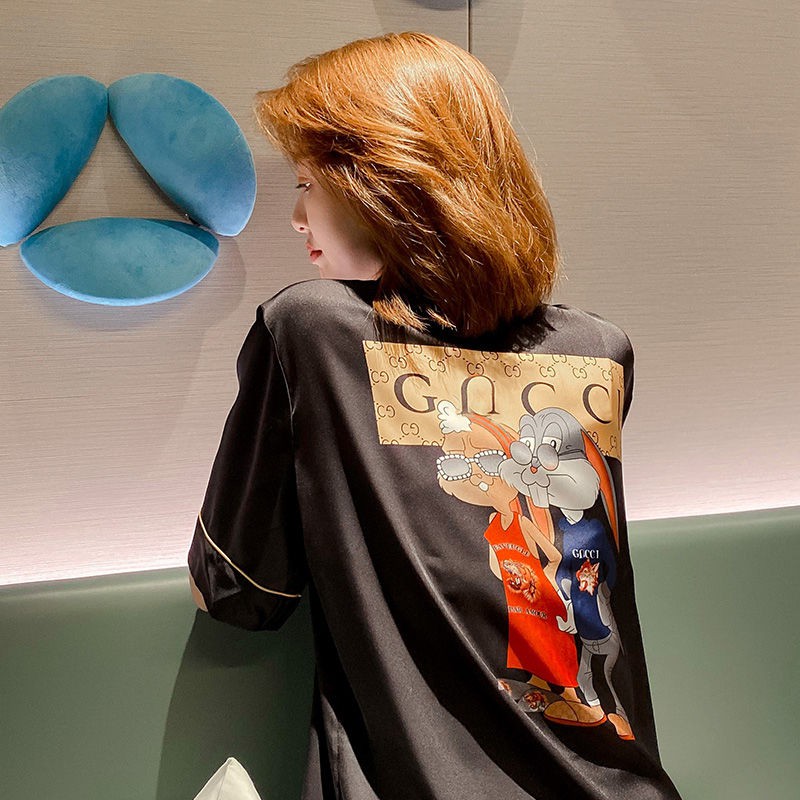 Bộ Đồ Ngủ Ngắn Tay Bằng Lụa Mát In Hình Bạch Tuyết Dễ Thương Dành Cho Nữ | BigBuy360 - bigbuy360.vn