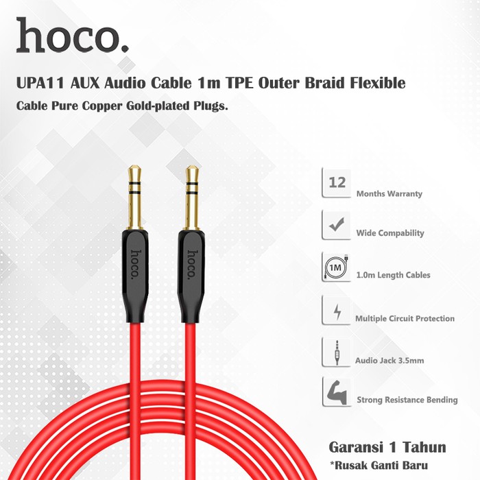 Cáp âm thanh AUX jack 3.5mm chính hãng HOCO UPA11 dài 1m