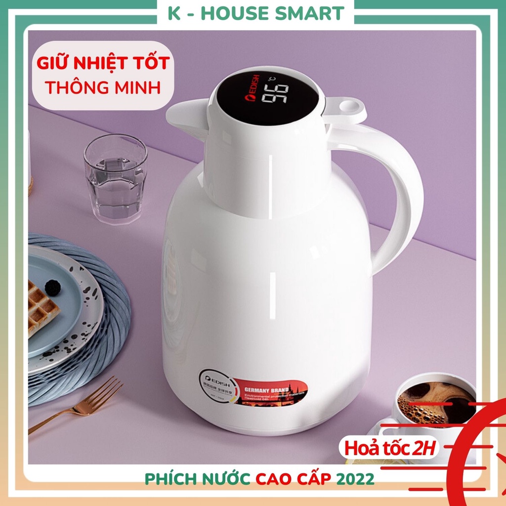 Phích nước giữ nhiệt mới thông minh hiển thị nhiệt độ, bình nước giữ nóng 48h K-House Smart