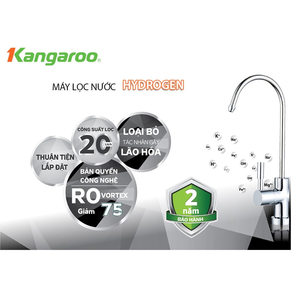 Máy lọc nước Hydrogen Kangaroo KG100HG - không vỏ tủ