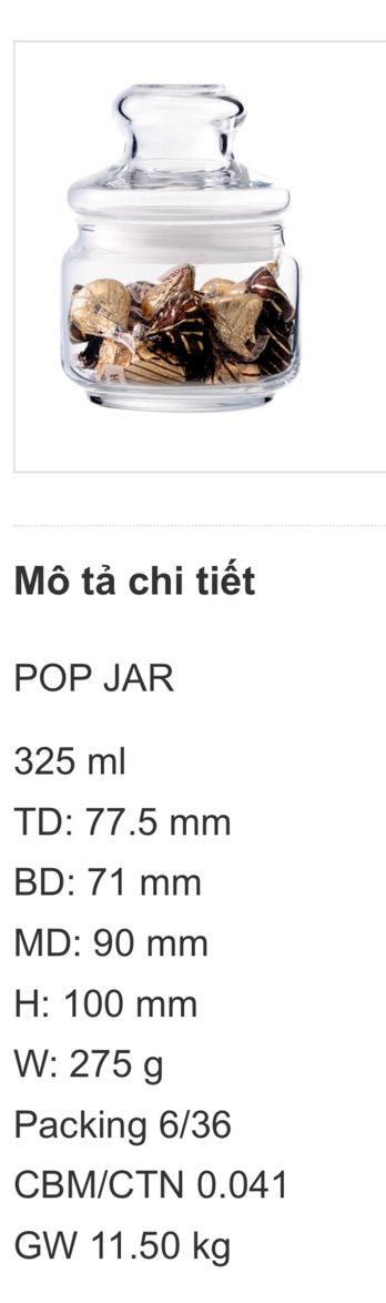 Hũ Thuỷ Tinh nắp Thuỷ tinh 325ml - ocean | BigBuy360 - bigbuy360.vn