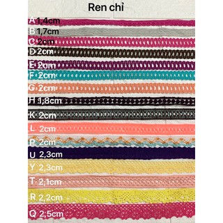 Ren viền trang trí quần áo, ren chỉ, ren thêu nhiều màu