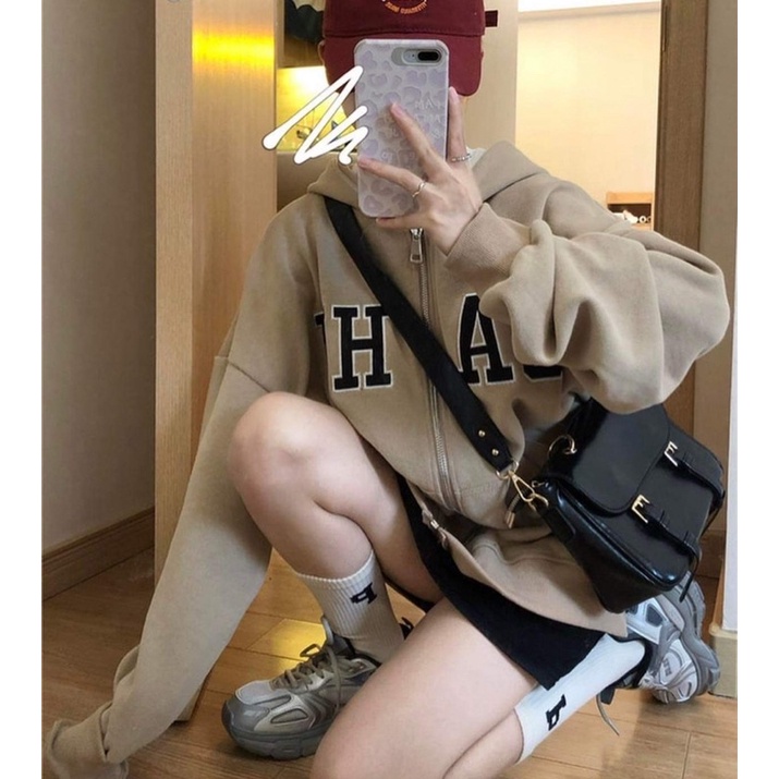 Áo Khoác Nỉ Ngoại DAHU Unisex  -Jacket form rộng tay bồng kiểu dáng đường phố 3158 hàn quốc