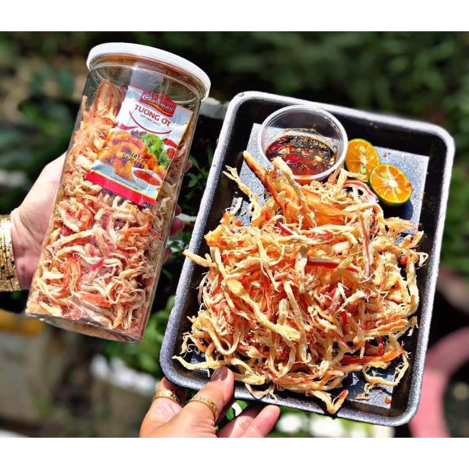 KHÔ MỰC SỢI HẤP NƯỚC DỪA LON PET 300gram