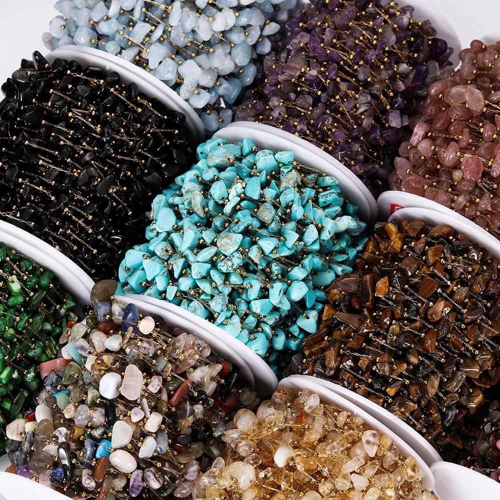 Chuỗi Hạt Đá Tự Nhiên 1m Bằng Thép Không Gỉ Nhiều Màu Sắc Dùng Làm Vòng Tay