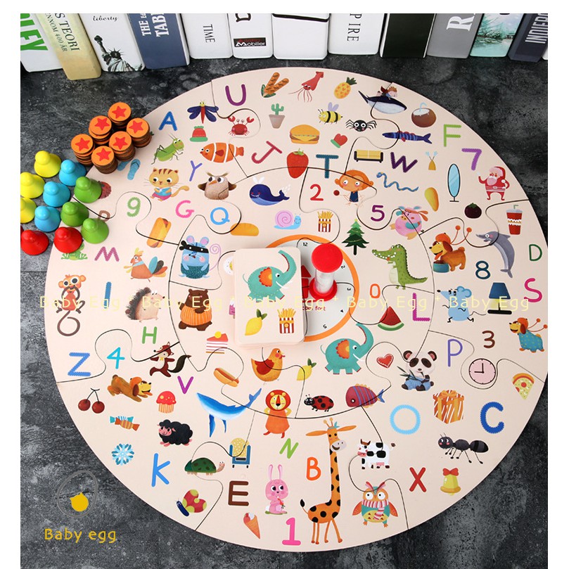 Set bộ đồ chơi trẻ em cho bé gái trai board game tương tác nhóm gia đình học chữ đếm thời gian từ 4 5 6 7 tuổi baby egg