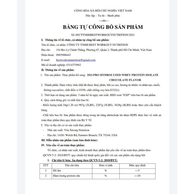 VITAXTRONG ISO PRO WHEY TĂNG CƠ HYDROLYZED TINH KHIẾT 8LBS