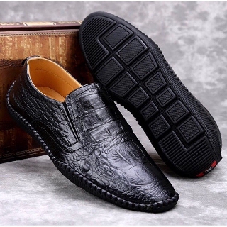 [ FREESHIP ] Giày Lười Da Nam-Da Bò Dập Vân Cá Sấu Nổi