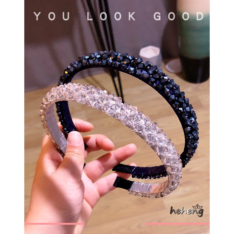 Băng Đô Cài Tóc Đính Hạt Pha Lê 4 Hàng 4 Hàng Thủ Công Ngọt Ngào Cho Nữ