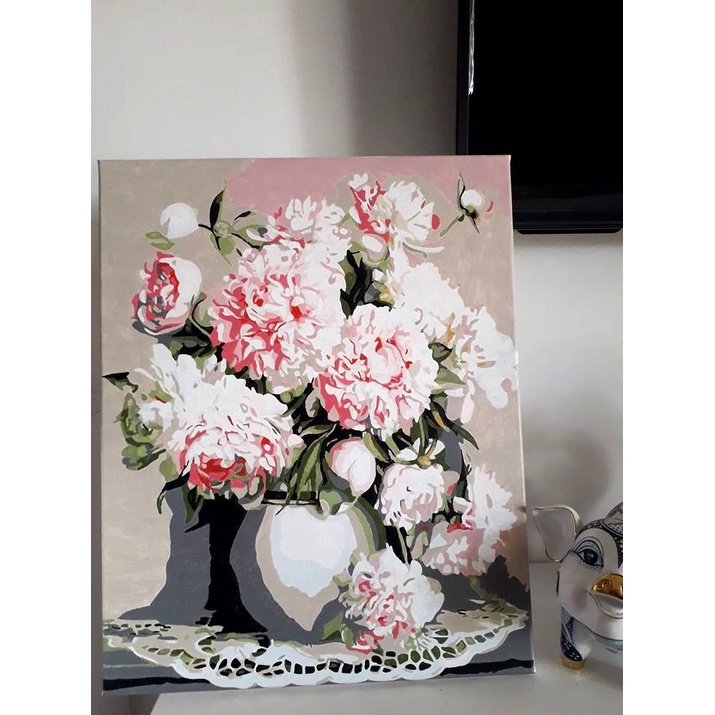 Tranh sơn dầu số hóa Hoa Mẫu Đơn 11 (Có khung)