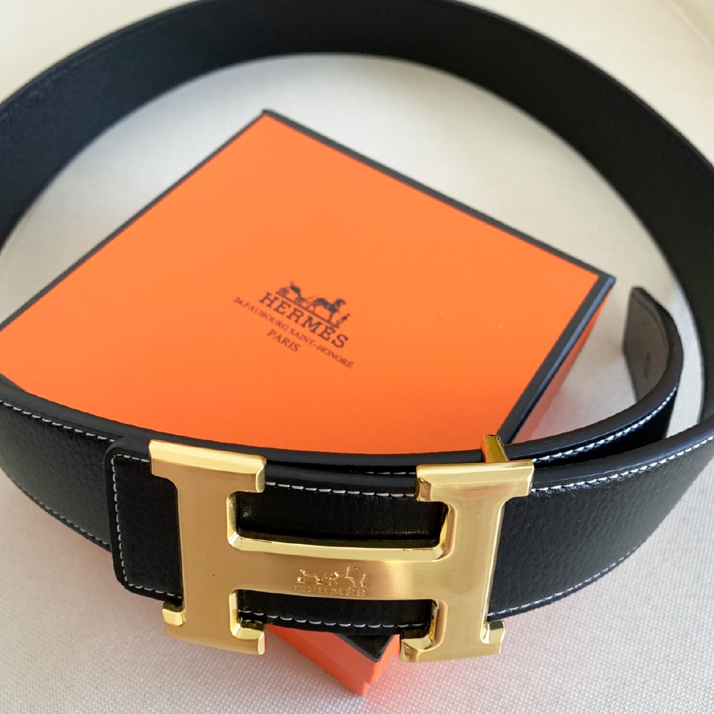 Herme Belt Thắt Lưng Da Khóa Kim Loại Mạ Vàng Sang Trọng Cho Nam Và Nữ