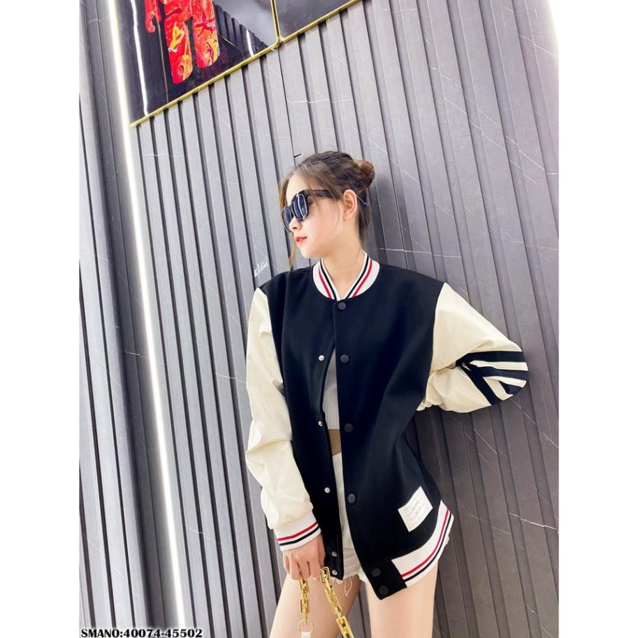 Áo Bomber Thom Brower Thêu Chữ Ngực Siêu Đẹp - Áo Khoác Bomber Thom Kẻ Tay Cực Chất