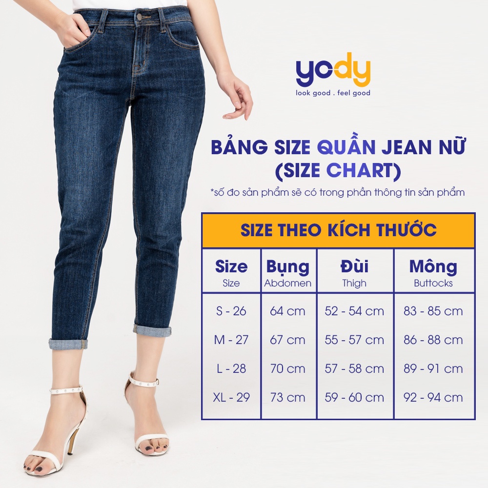 Quần jeans nữ YODY đen khói trơn, có giãn siêu tốt QJN4010