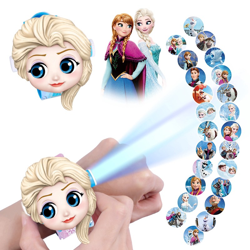Đồng hồ điện tử chiếu 24 hình 3D công chúa elsa cho bé
