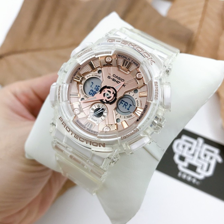 Đồng hồ nam/nữ Casio G-SHOCK GMA-S120 / GMA-S120SR-7A dây đeo trong suốt, chống va đập, hàng chính hãng