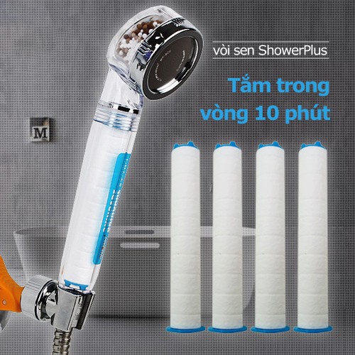 SF-300B Combo  Đầu vòi sen tắm (tăng áp,  lọc nước) + 4 Thanh lọc nước Aquaduo