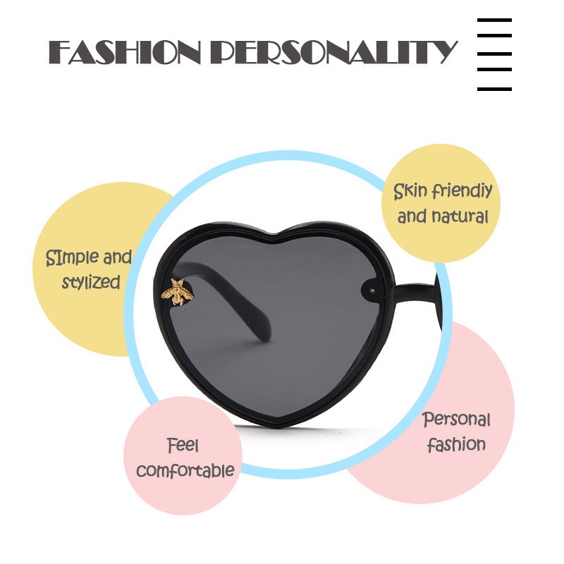 Kính mát hình trái tim chống tia UV400 thời trang cho bé