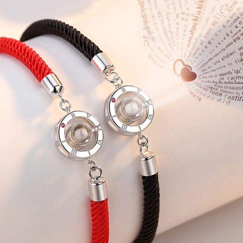 Vòng tay dây bện 100 ngôn ngữ i love you phong cách bohemian Hàn Quốc cho cặp đôi