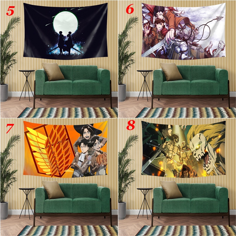 Thảm Treo Tường Trang Trí Có Kẹp In Hình Attack on Titan