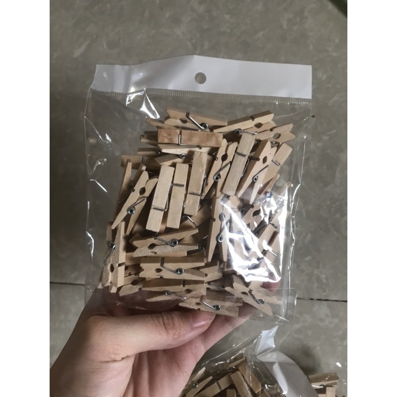 Túi combo 50 kẹp gỗ trơn treo ảnh buôn sỉ giá rẻ